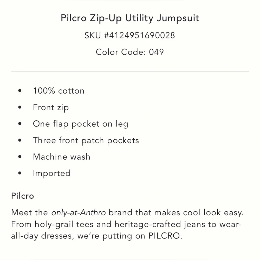 Pilcro Navy and White Zip-Up Utility Jumpsuit - Picture 9 of 10